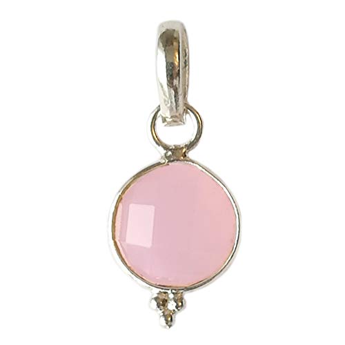 Bijoux et Objets - Colgante cuarzo rosa, plata maciza 925 - Tamaño de piedra 9mm