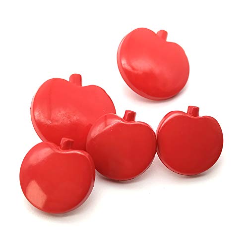 Botones Infantiles con forma de manzana - Rojas y Verdes - 2 Tallas - Fabricado y Enviado desde España (Rojo)