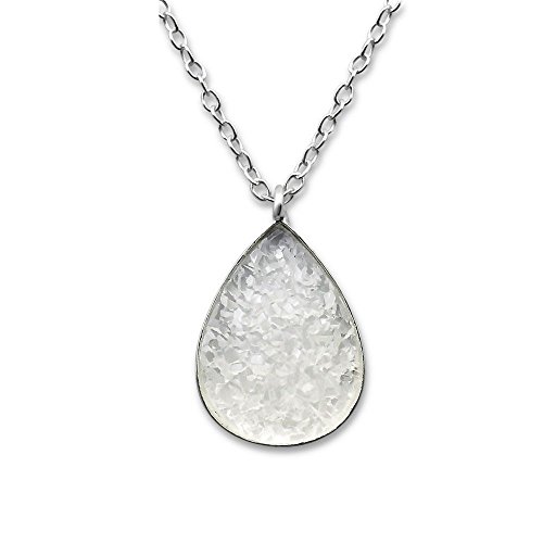Bungsa© - Collar de plata de ley 925 para mujer con piedra de Druzy, 45 cm (cadena de plata para mujer, collar para el cuello, joya para mujer)