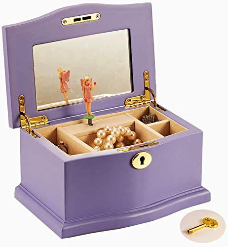 Caja de joyería de música - Caja de joyería de laca de madera pintada a mano - Caja de almacenamiento de madera de caja de joyería de rompecabezas,Purple