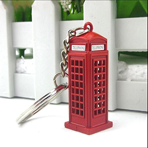 Cikuso Vintage Cabina telefonica britanica Miniatura Londres Coche Llavero llaveros Diecast Llavero Regalo para Mujeres Ninas
