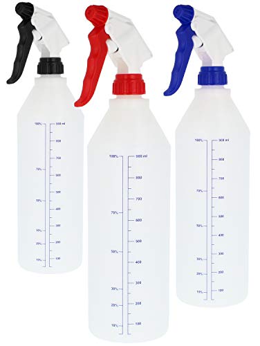com-four® 3X Botella de Spray Atomizador de Bomba con Rosca 28/400 Resistente a Productos Químicos, Aceite Mineral, y más
