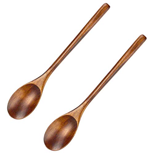 Cuchara de madera, estilo japonés, cucharas de mango largo para cocina agitadora (2 unidades)
