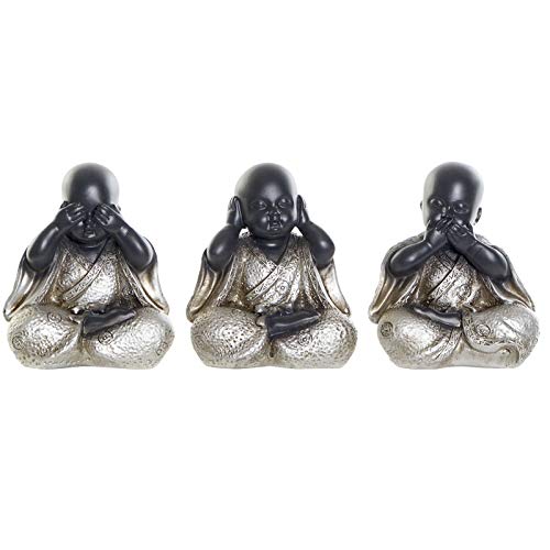 D,casa - Set 3 Figura Buda de Suerte Resina Envejecido (Ver, oir, callar)