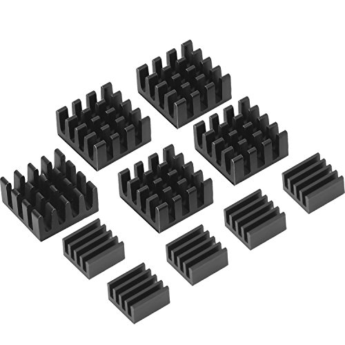 Disipador de Calor Aluminio Kit de Refrigeración para Raspberry Pi 3, Pi 2, Pi Modelo B+, Negro,10 Piezas