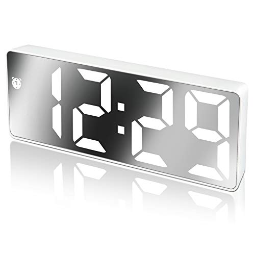 Edillas Reloj Despertador Digital,Pantalla LED de Números Grandes con Función de Repetición Brillo Cargador USB Despertador para Dormitorio Sala de Estar Oficina
