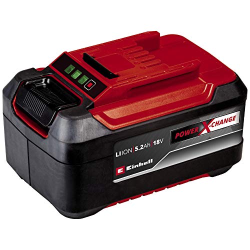 Einhell 4511437 Power X-Change Plus - Batería 5.2Ah 18 V duración de carga 80 min, color negro y rojo