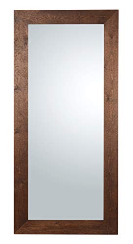 Espejo de pared o de pie con marco de madera Abeto color wengué. Made in Italy. Tamaño cm. 85x185. Hecha a mano.