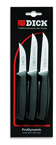 F. DICK ProDynamic 85700042 - Juego de cuchillos de cocina (3 piezas, 1 cuchillo de cocina con o sin filo ondulado y 1 cuchillo pelador)