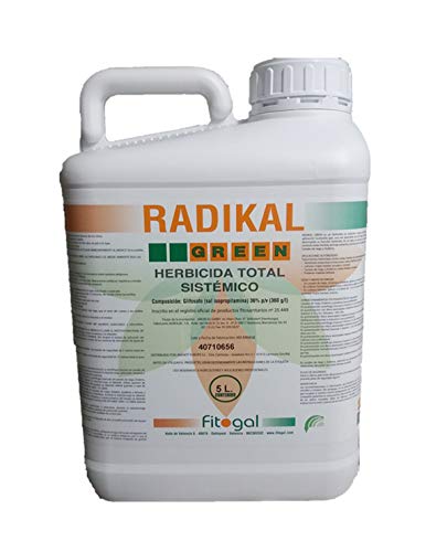 Fitogal Radikal Green Ultra Plus. Envase 5 L. Herbicida de acción total sistémico no Residual para el control de malezas. Glifosato concentrado 36%. Post emergencia.
