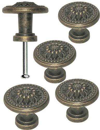 Fuxxer® - 4 tiradores de muebles antiguos para cajón, diseño vintage, bronce y hierro, latón, 325 x 22 mm, 4 unidades