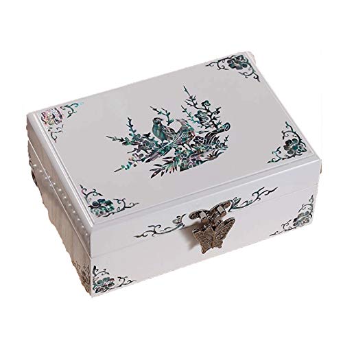 GAONAN Caja de joyería de laca Caja de certificado de joyería de madera maciza, caja de almacenamiento de baratijas pequeñas, caja de regalo de recuerdo de la joyería, adecuado para anillos pendientes
