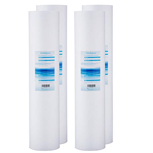 Geekpure Cartucho de filtro de sedimento de polipropileno PP de 20 pulgadas para sistema de filtro de agua azul grande de toda la casa, 4.5 pulgadas x 20 "-5 micrones