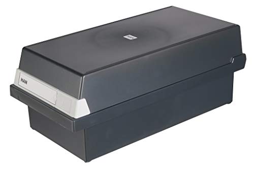 HAN 854956-13 - Cajón para tarjetas, fabricado en poliestireno, capacidad para 1300 tarjetas aprox., A6 horizontal, 177 x 140 x 360 mm, color negro