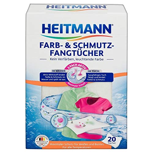 Heitmann Cuidado Color Ropa - Papel Limpieza Anti Manchas, Productos para Ropa de Colores y Blanca - 20 unidades