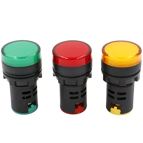 heschen 22 mm LED indicador luz piloto AD16 – 22d/S 20 mA 220 VAC Rojo Verde Amarillo Color de la luz 3 unidades