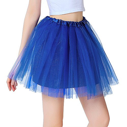 InnoBase Tutu Falda de Mujer Falda de Tul 50's Short Ballet 3 Capas Accesorios de Vestimenta de Baile para Mujeres Niñas 8 Colores (Azul)