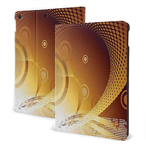 iPad 8/7 Case (10.2In, 2020/2019 Model, 8th / 7th) iPad Air3 & Pro Case Print - Trippy Digital Pixel Style Computer Art Virtual Background Artistic Lines Illustration Amber Redwood