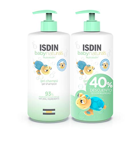 ISDIN Baby Naturals Gel Champú para Bebé, DUPLO 40% 2º Unidad, con un 93% de Ingredientes de Origen Natural, 2x750ml