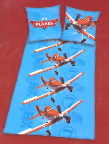 Juego de cama funda de edredón doble cara, reforzado Disney Pixar Planes avión DUSTY TEAM-140 x 200 cm, funda de almohada-Duvet cover