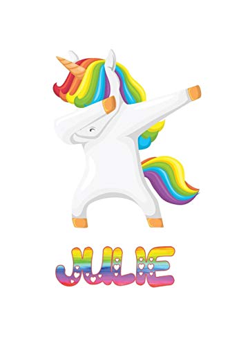Julie: Julie 6x9 Journal Notebook Dabbing Unicorn Rainbow