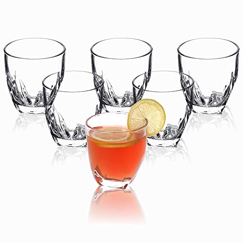 KADAX Juego de 6 vasos de agua transparentes con base reforzada, vasos de zumo de pared gruesa, vasos acanalados, vasos (bajos, 310 ml)