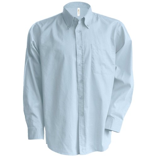 Kariban - Camisa Manga Larga Modelo Oxford Cuidado fácil (Tallas Grandes) Hombre Caballero - Trabajo/Boda/Fiesta (6XL) (Azul)