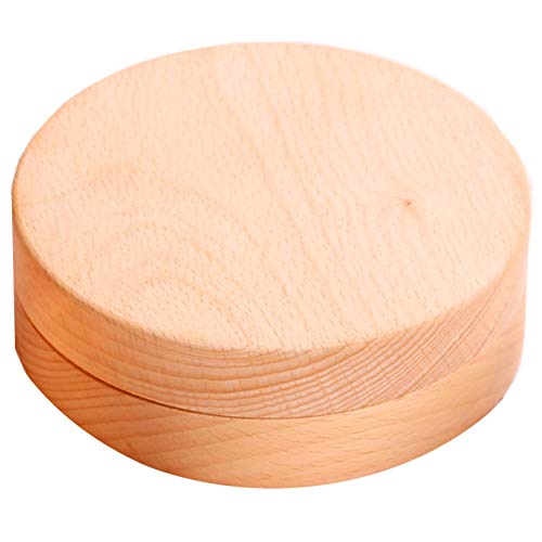 Leezo - Caja de almacenamiento de madera para joyas, caja pequeña de madera, caja de regalo de madera maciza con tapa redonda, 10,8 x 4,5 cm, 9*3CM