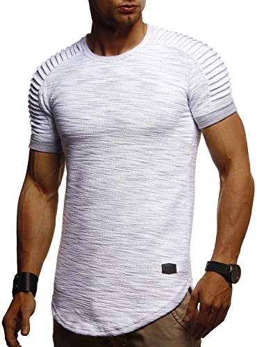 Leif Nelson Camiseta para Hombre con Cuello Redondo LN-6325 Gris X-Large