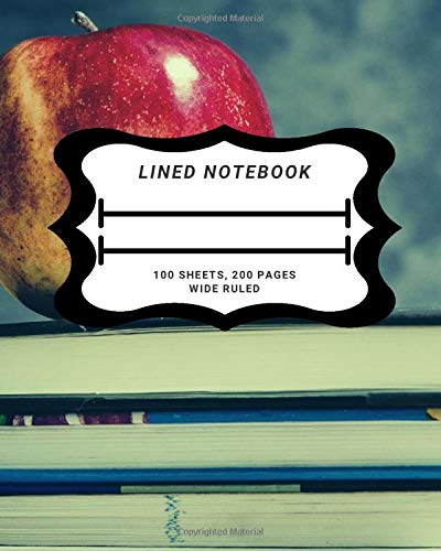 Lined Notebook: School style, 100 sheets, 200 pages Wide Ruled 8x10 Notebook