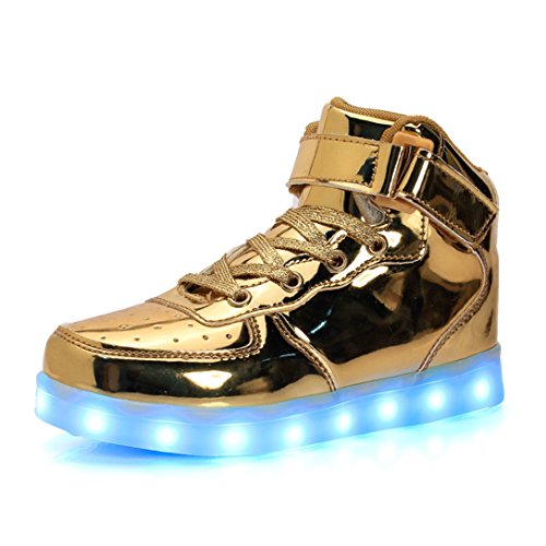 LJ Sport Zapatos LED unisex para niños y niñas, con luz superior, con carga USB, luces intermitentes, 7 modos de colores para hombres y mujeres, color, talla 35.5 EU