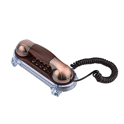 Mavis Laven Teléfono con Cable, Estilo Antiguo, teléfono Antiguo de Escritorio, teléfono Fijo, teléfono de línea terrestre con luz para el Hotel en casa(Bronce Rojo)