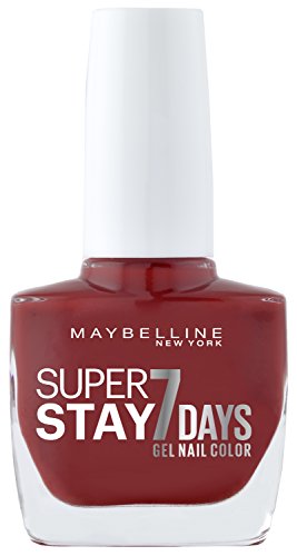 Maybelline New York Make-up superstay nailpolish Forever Strong 7 Days acabado Gel Esmalte de Uñas Deep Red/lacado color con Ultra Fuerte sujeción sin lámpara UV en enriquecidos Rojo, 1 x 10 ml