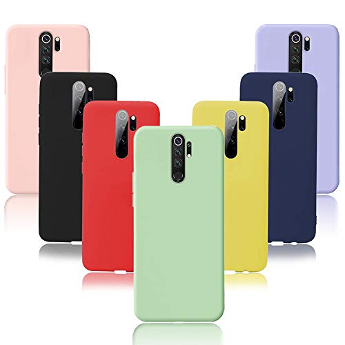 Meeter Funda para Xiaomi redmi 9, 7 x Unidades Carcasas Ultra Fina Silicona TPU de Alta Resistencia y Flexibilidad Caso Colores (Negro+Rojo+Azul Oscuro+Rosa+Lavanda+Amarillo+Verde)