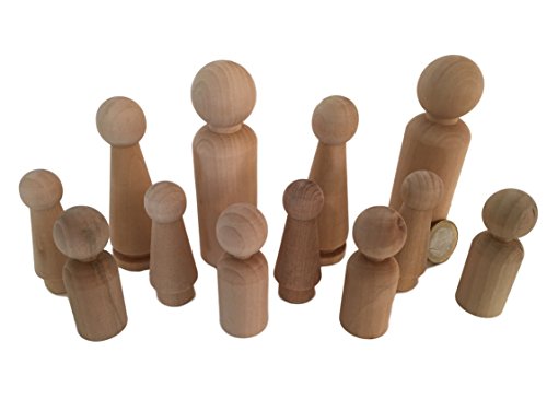 MEIERLE & Söhne 12 figuras de madera para pintar, para manualidades, muñecas, belén
