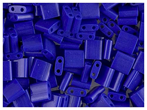 Miyuki Tila Beads, 5x5mm, 10 gr, Cuentas de Vidrio cuadradas japonesas, Dos Agujeros, Opaque Blue Cobalt