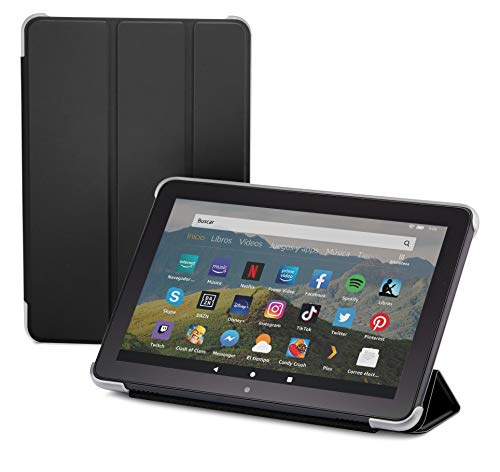 NuPro Funda con soporte y tres posiciones de pliegue para tablet Fire HD 8 (10.ª generación, modelo de 2020), color negro