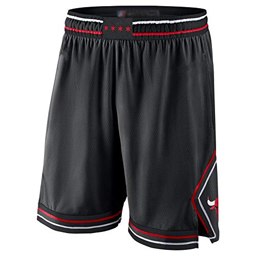 OKMJ Bulls Pantalones cortos de baloncesto, Jordan sueltos, transpirables, para deporte, fitness, unisex, negro-S