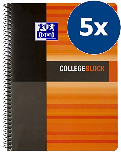 Oxford 400066243 Student - Cuaderno, 5 unidades, 120 hojas, línea 28, cuadriculado con doble borde