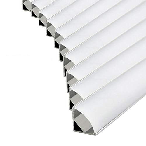 Pack ahorro 10 Perfil de aluminio 1616 1m angular para tiras Led con tapa blanca