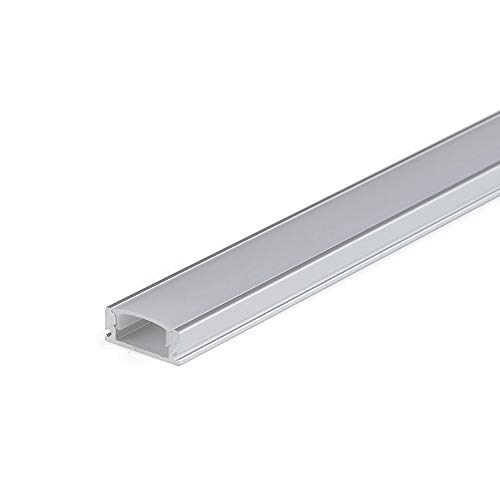 Perfil de aluminio lineal 1707 1 metro plano para tiras Led con tapa (Blanco)