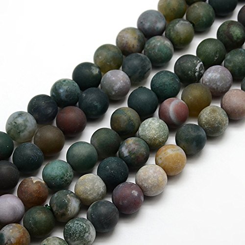 Perlas de ágata india de 10 mm, color verde mate, redondas, piedras semipreciosas, piedras preciosas, ágata, joyas, cadena, pulsera G728 x 2
