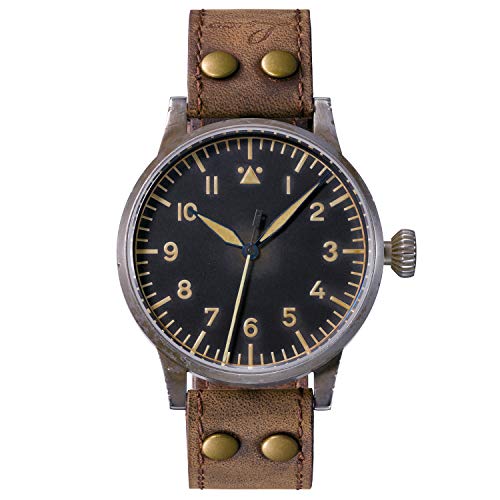Reloj de aviador original Westerland Erbstück de Laco – Fabricado en Alemania – 45 mm de diámetro – Diseño A – Calidad única – Excelente acabado – Resistente al agua – desde 1925