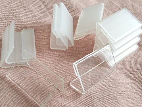 Ruixuan - Juego de 30 portaletreros pequeños en forma de L, soporte para letreros de precio o etiquetas, soporte para mostrador, de acrílico transparente, 4 x 2 cm