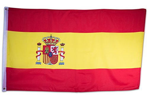 SCAMODA Banderas federales y estatales de Material Resistente a la Intemperie con Ojales metálicos, Bandera (150x90cm) (Escudo de España)