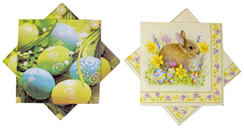 Selldorado® 40 unidades Premium servilletas para Pascua – Conejo de Pascua – Huevos de Pascua – Primavera 33 x 33 cm (V 2)