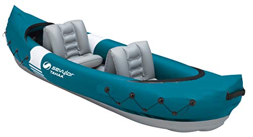 SEVYLOR Tahaa Kajak, Kayak Hinchable para 2 Personas, barcas hinchables con Funda de PVC Resistente y Cintas de sujeción para sostener Equipaje, Estructura de Barra para Mayor Estabilidad en el Agua
