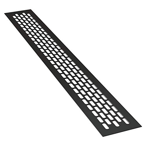 sossai® Rejillas de ventilación de aluminio - Alucratis (1 pieza) | Rectangular - dimensiones: 48 x 6 cm | Color: negro | rejilla de aire