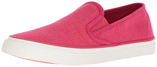 Sperry Women's Seaside Two-Tone Linen Sneaker, Pink/Coral, 9 Medium US