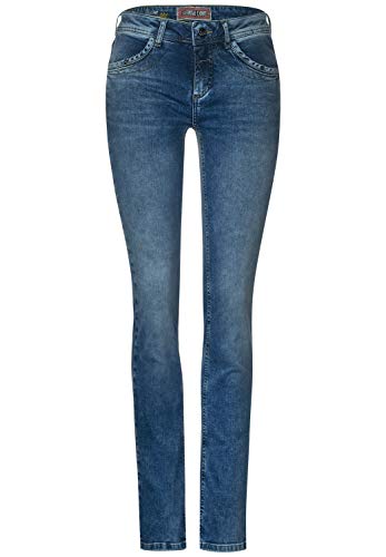 Street One 373553 Style Iowa Casual Fit Straight Leg Jeans, Mid Blue Random Bleached, 34 W/34 L para Mujer